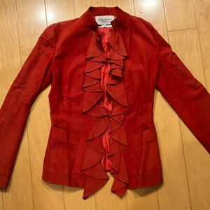 EUC YSL Leather Ruffle Blazer
